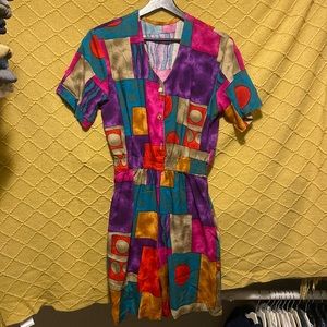 Vintage Retro multicolor romper with artsy artistic pattern